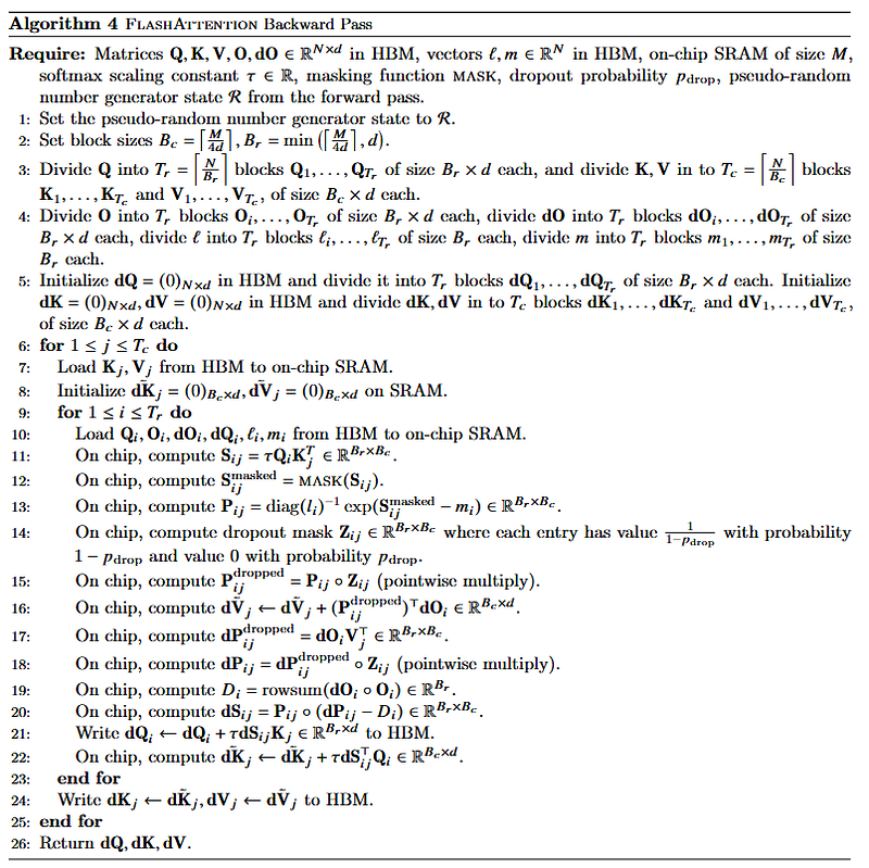fig 17: backward pass in the flash attention paper https://arxiv.org/pdf/2205.14135